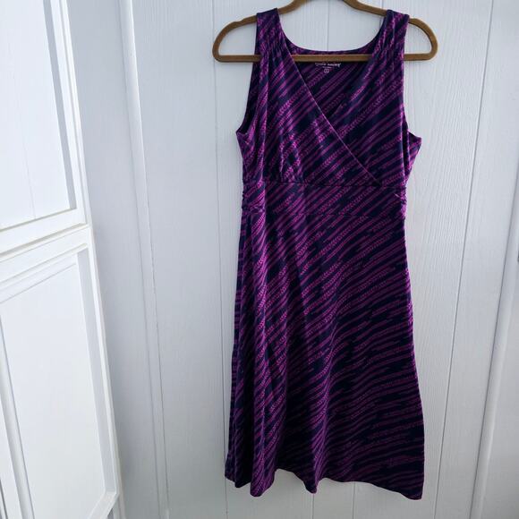 Eddie Bauer Purple Print Sleeveless Dress M – Classic, Minimalist, Workwear - Picture 1 of 7